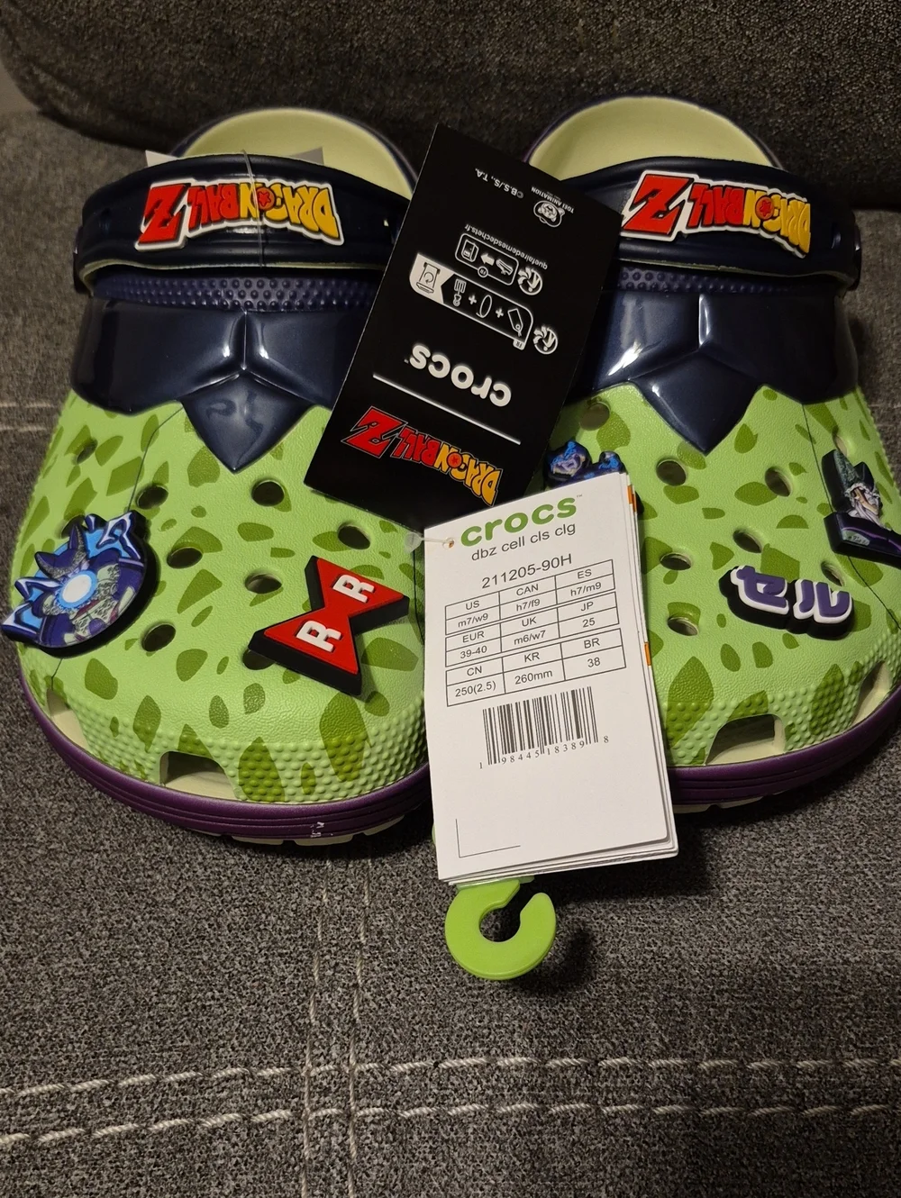 CROCS  Dragon Ball Z Green and Navy Clogs with Purple Trim